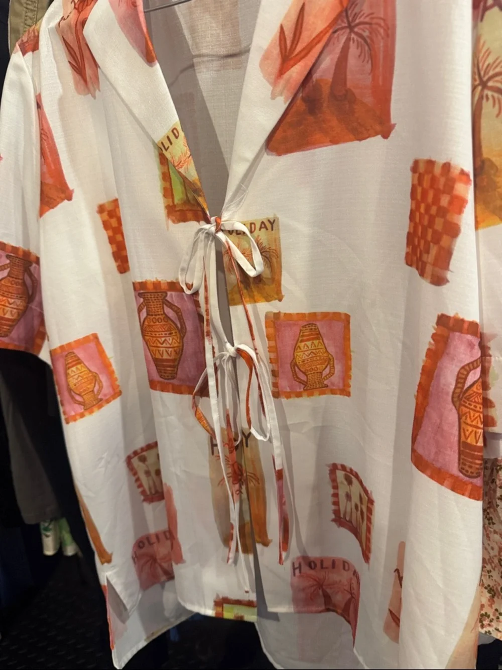 Petal & Pup• NWT  Tropical Postcard Tie-Front Top  / cover up PTP 24” - Picture 5 of 6